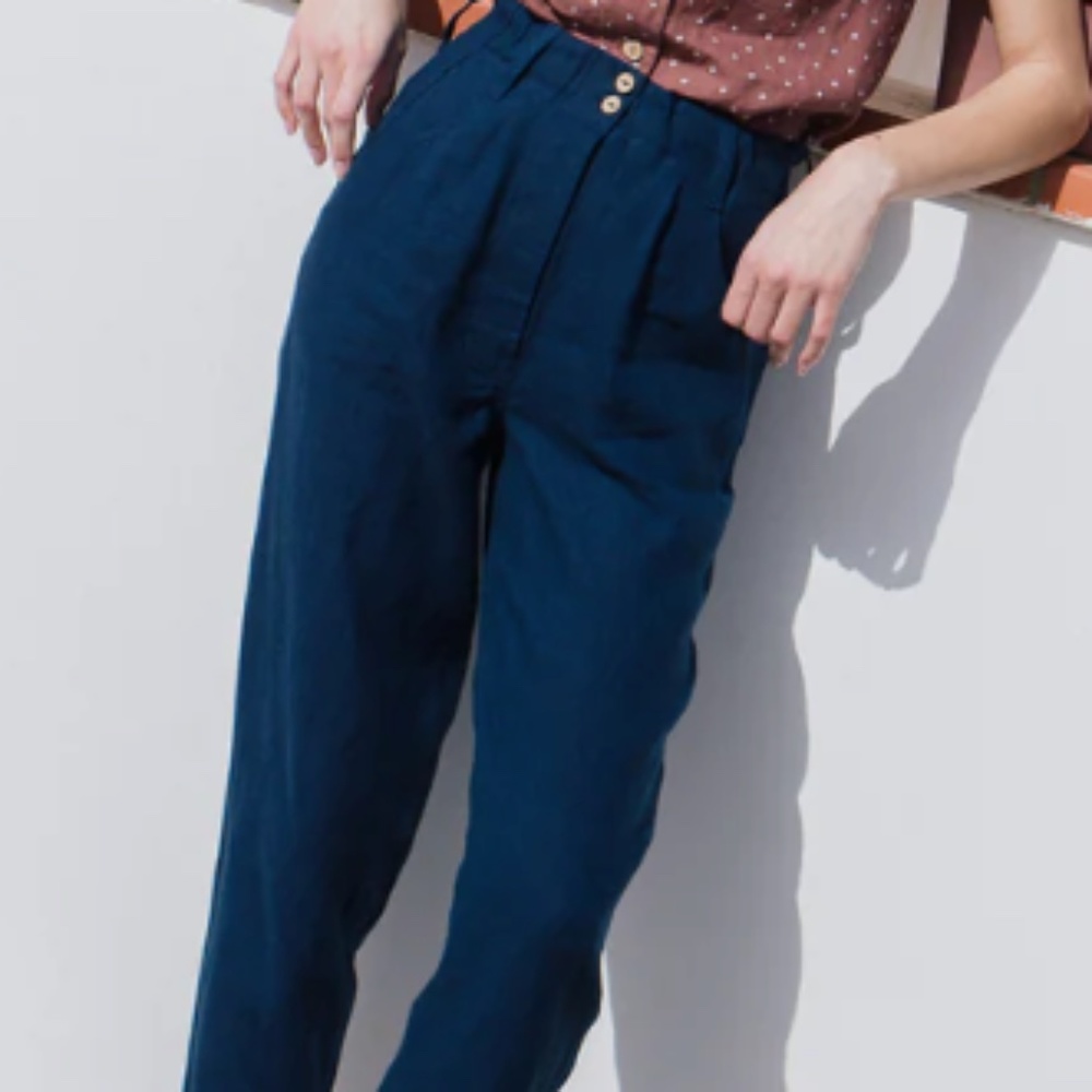 Not Perfect Linen Doolin High Waisted Linen Pants—Black